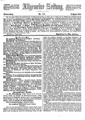 Allgemeine Zeitung Donnerstag 19. Juni 1862