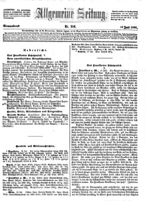 Allgemeine Zeitung Samstag 19. Juli 1862