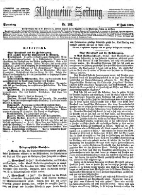 Allgemeine Zeitung Sonntag 27. Juli 1862