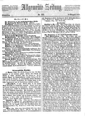 Allgemeine Zeitung Sonntag 10. August 1862