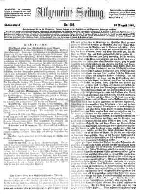 Allgemeine Zeitung Samstag 16. August 1862