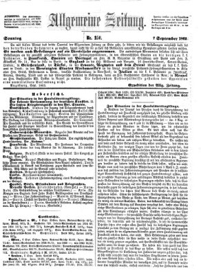 Allgemeine Zeitung Sonntag 7. September 1862