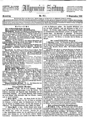 Allgemeine Zeitung Sonntag 14. September 1862