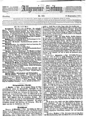 Allgemeine Zeitung Dienstag 16. September 1862
