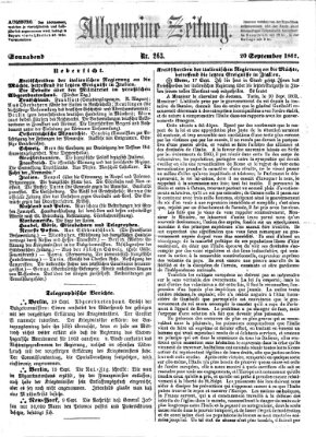 Allgemeine Zeitung Samstag 20. September 1862