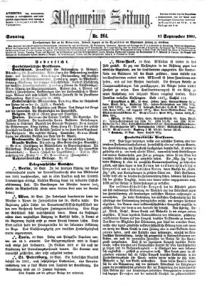 Allgemeine Zeitung Sonntag 21. September 1862