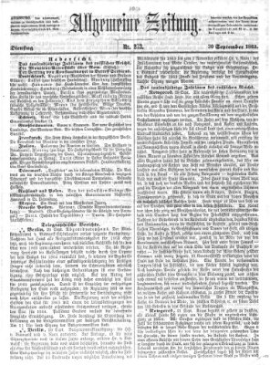 Allgemeine Zeitung Dienstag 30. September 1862