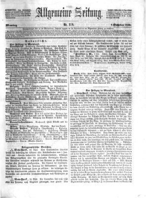 Allgemeine Zeitung Montag 6. Oktober 1862