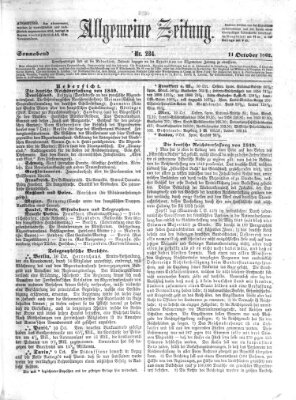 Allgemeine Zeitung Samstag 11. Oktober 1862