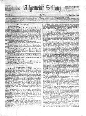 Allgemeine Zeitung Dienstag 14. Oktober 1862