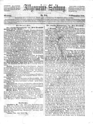 Allgemeine Zeitung Montag 10. November 1862