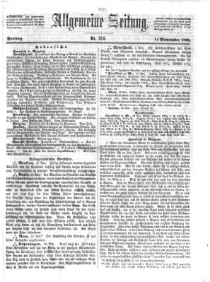 Allgemeine Zeitung Freitag 14. November 1862