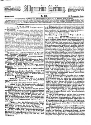 Allgemeine Zeitung Samstag 15. November 1862