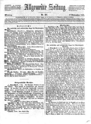 Allgemeine Zeitung Montag 17. November 1862