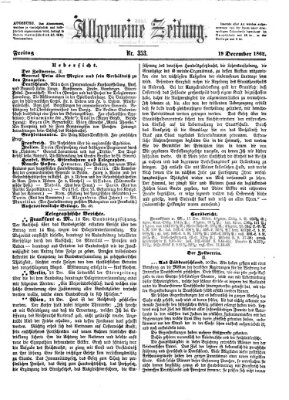 Allgemeine Zeitung Freitag 19. Dezember 1862