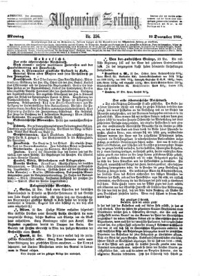 Allgemeine Zeitung Montag 22. Dezember 1862