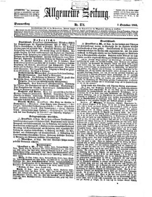 Allgemeine Zeitung Donnerstag 1. Oktober 1863