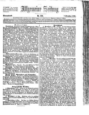 Allgemeine Zeitung Samstag 3. Oktober 1863