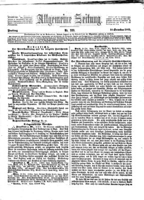 Allgemeine Zeitung Freitag 16. Oktober 1863