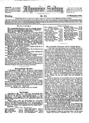 Allgemeine Zeitung Dienstag 10. November 1863