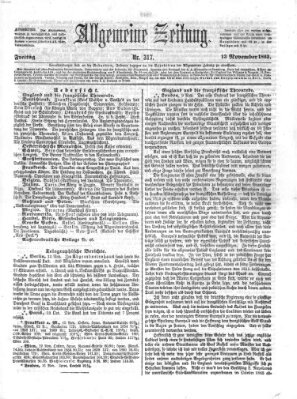 Allgemeine Zeitung Freitag 13. November 1863