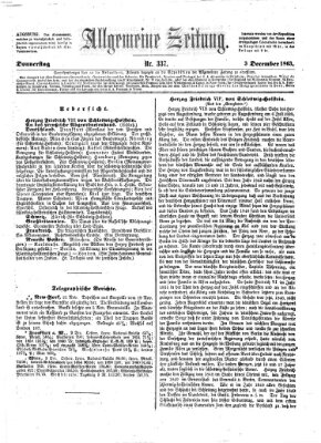 Allgemeine Zeitung Donnerstag 3. Dezember 1863