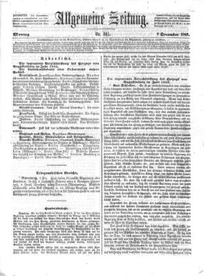 Allgemeine Zeitung Montag 7. Dezember 1863