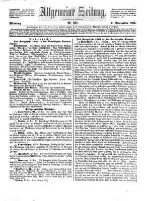 Allgemeine Zeitung Montag 21. Dezember 1863