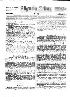 Allgemeine Zeitung Donnerstag 14. April 1864