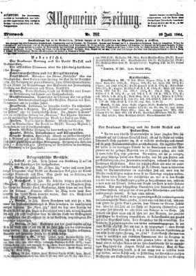 Allgemeine Zeitung Mittwoch 20. Juli 1864