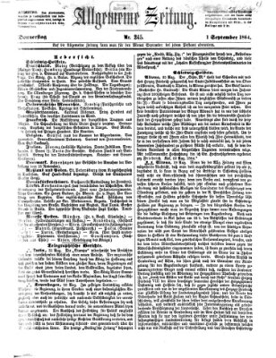 Allgemeine Zeitung Donnerstag 1. September 1864