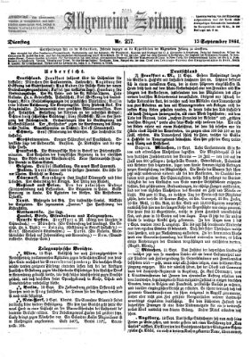 Allgemeine Zeitung Dienstag 13. September 1864