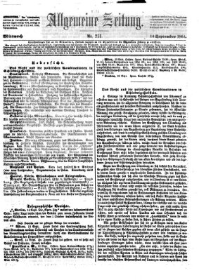 Allgemeine Zeitung Mittwoch 14. September 1864