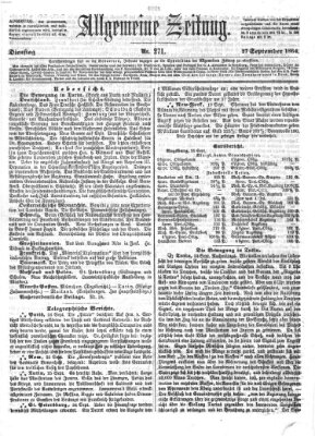 Allgemeine Zeitung Dienstag 27. September 1864