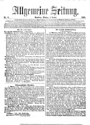 Allgemeine Zeitung Montag 9. Januar 1865