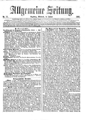 Allgemeine Zeitung Mittwoch 11. Januar 1865