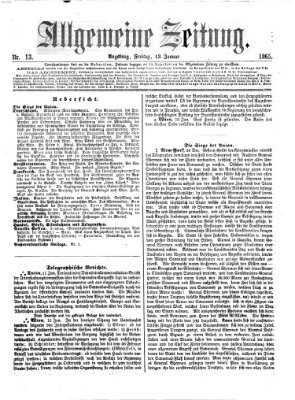 Allgemeine Zeitung Freitag 13. Januar 1865