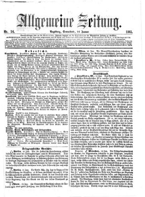 Allgemeine Zeitung Samstag 14. Januar 1865