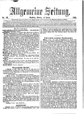 Allgemeine Zeitung Montag 16. Januar 1865