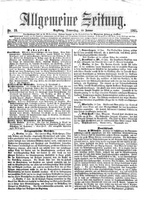 Allgemeine Zeitung Donnerstag 19. Januar 1865