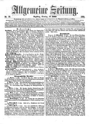 Allgemeine Zeitung Sonntag 22. Januar 1865