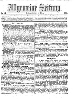 Allgemeine Zeitung Freitag 10. Februar 1865