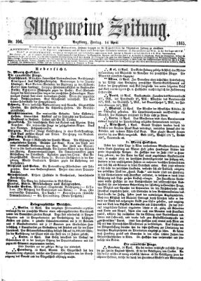 Allgemeine Zeitung Freitag 14. April 1865