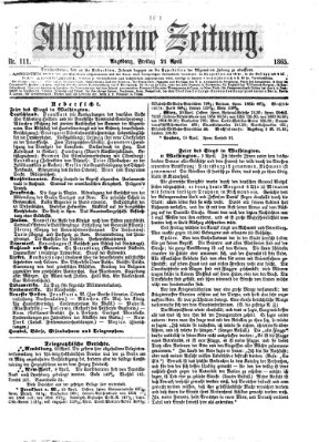 Allgemeine Zeitung Freitag 21. April 1865