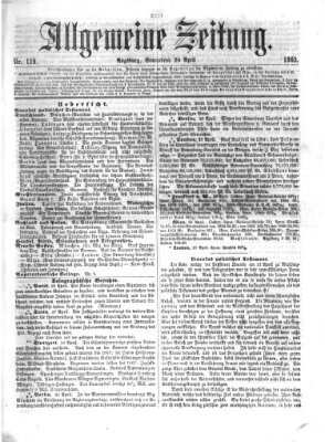 Allgemeine Zeitung Samstag 29. April 1865