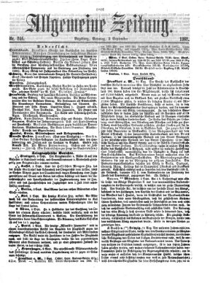 Allgemeine Zeitung Sonntag 3. September 1865