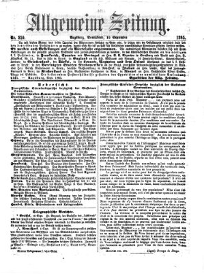 Allgemeine Zeitung Samstag 16. September 1865