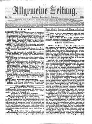 Allgemeine Zeitung Donnerstag 21. September 1865