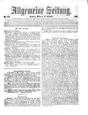 Allgemeine Zeitung Mittwoch 27. September 1865