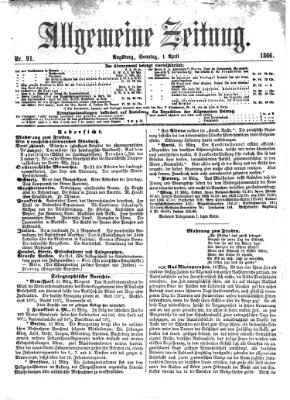 Allgemeine Zeitung Sonntag 1. April 1866